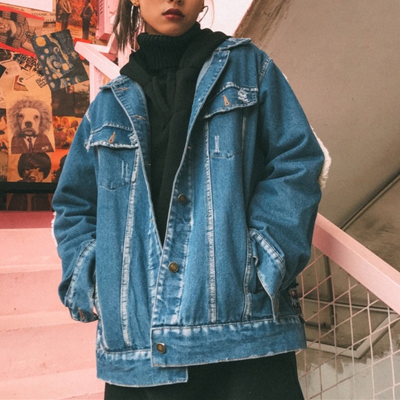 Boho Denim Blue Floral Embroidered Jean Jacket - Picture 6 of 14